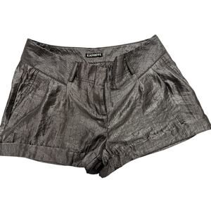 Women’s Express Dark Gray Sparkle Shimmer Shorts Tailored Cuff Hem Size 4 Womens